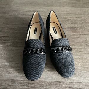 Nine West Gray Chain Cloth Block Heel